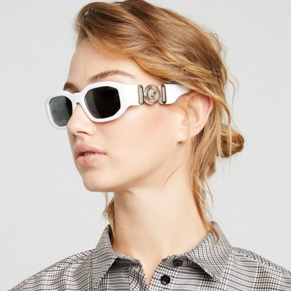 NEW Versace VE4361 401/87 Medusa Biggie White Grey Rectangle Unisex Sunglasses - Picture 10 of 16